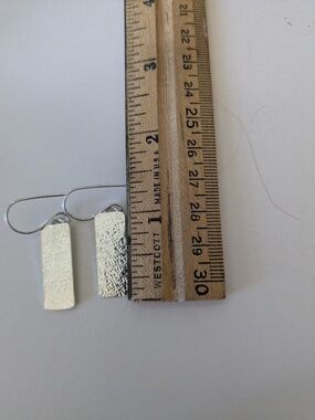 Minimalist Sterling Silver Rectangular Drop Earrings by Saucy Jewelry
